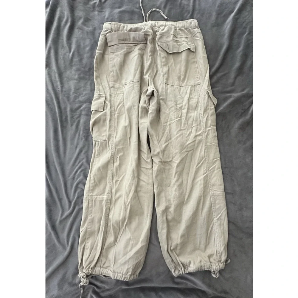 Habitual Pants Womens Large Beige Khaki Cargo Wide Leg Baggy Minimalist - Picture 3 of 13